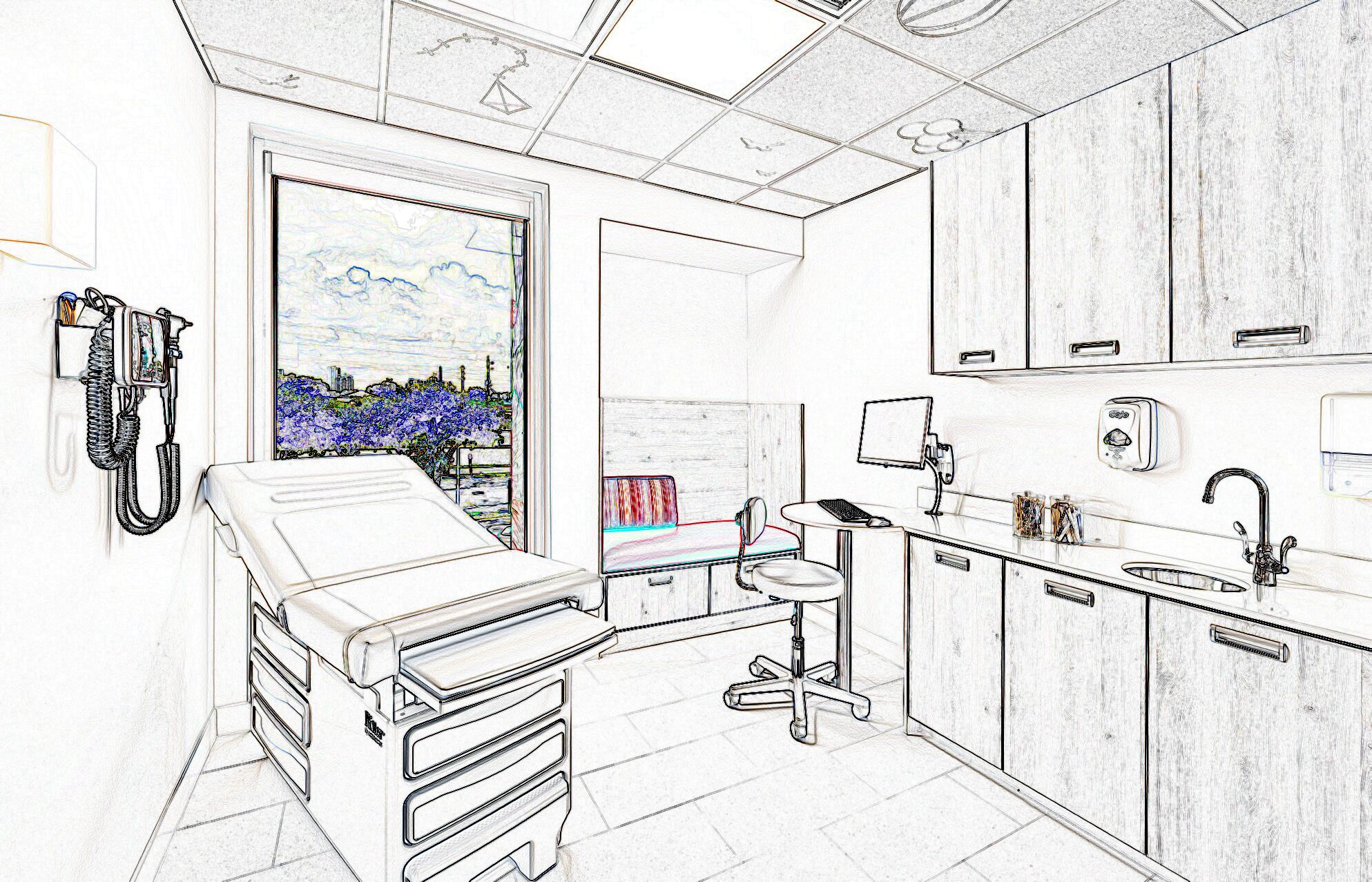 1800 peds exam room embossed