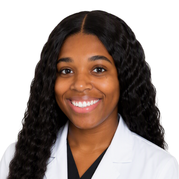 A photo of Brianna Bertrand, a young woman smiling in a lab coat.